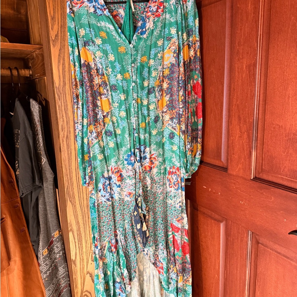 Free People Floral Green Maxi Dress